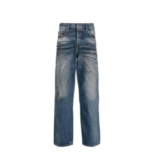 迪赛 蓝色A05156 FW22 男款 007D1 扎染休闲直合身筒牛仔裤 DIESEL