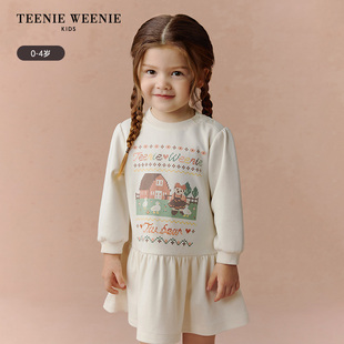 TeenieWeenie Kids小熊童装女宝宝可爱印花长袖卫衣裙