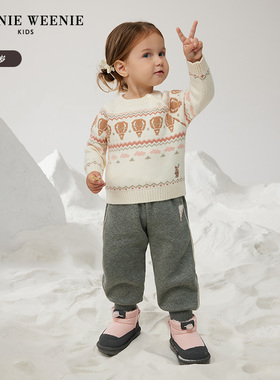 TeenieWeenieKids小熊童装24秋冬女休闲简约加绒卫裤T0TM244V73A