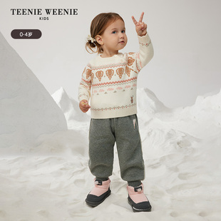 TeenieWeenieKids小熊童装24秋冬女休闲简约加绒卫裤T0TM244V73A