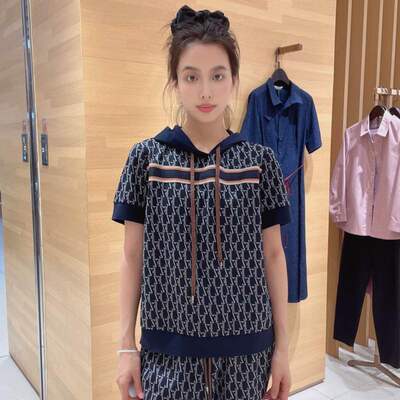 菲姿 女士连帽印花休闲短袖卫衣F3B189