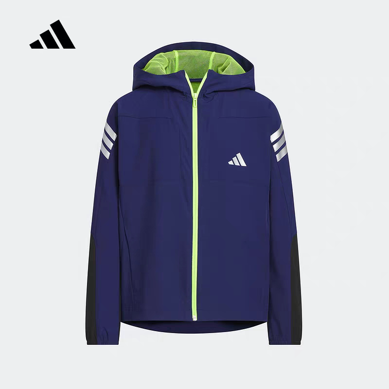 adidas阿迪达斯男大童凉感拒水连帽外套休闲夹克KC2529