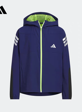 adidas阿迪达斯男大童凉感拒水连帽外套休闲夹克KC2529