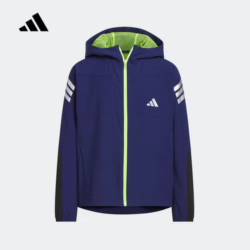 adidas阿迪达斯男大童凉感拒水连帽外套休闲夹克KC2529