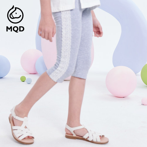 MQD女大童夏季蕾丝花边七分打底裤233211701