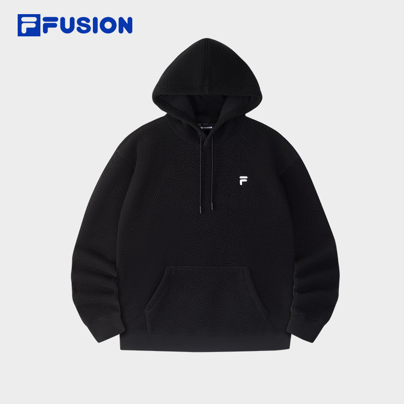 FILA FUSION斐乐潮牌情侣款连帽卫衣2024冬针织上衣T11U446201F
