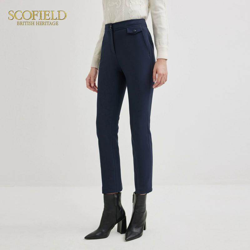 Scofield女装通勤商务高腰锥形裤时尚小脚直筒西装裤