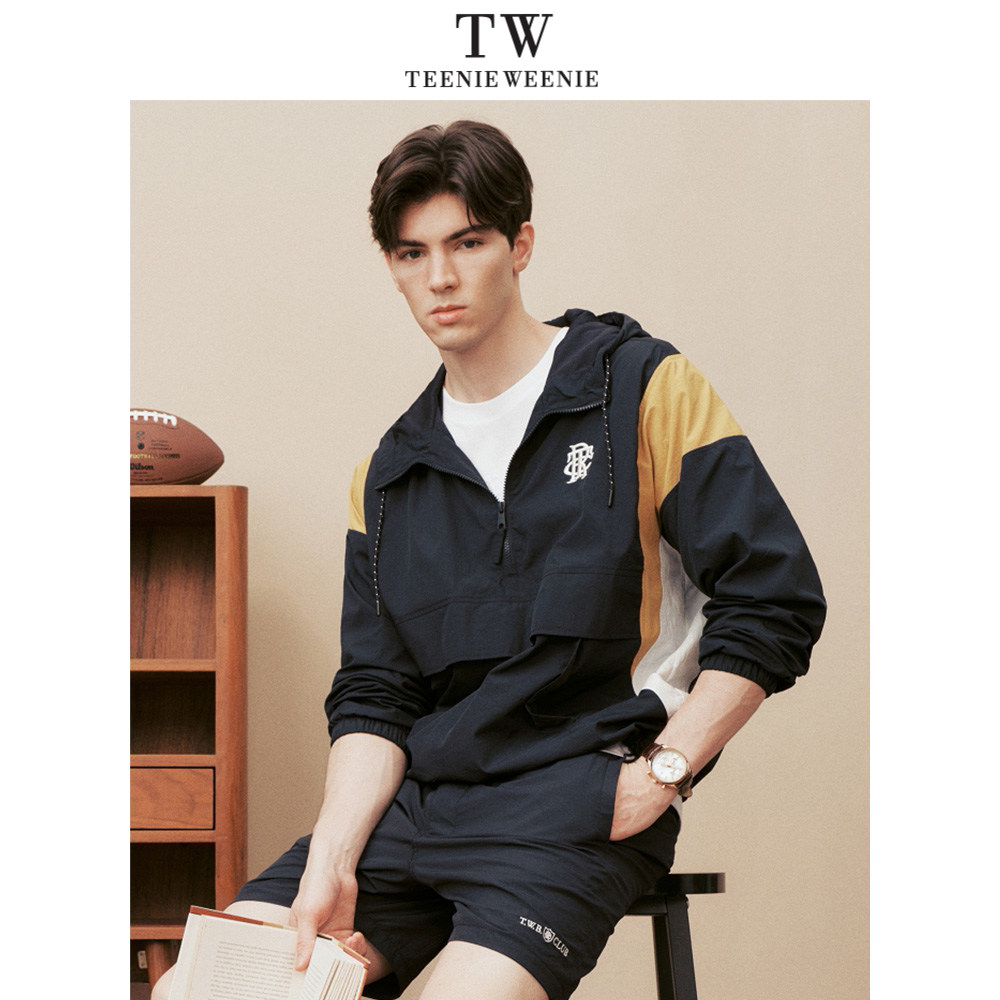 TeenieWeenie小熊连帽套头夹克夏季运动防晒薄男外套TNJJ233813D