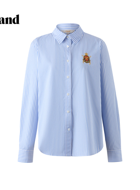 【100%棉】Eland衬衫女休闲翻领正肩上衣2025秋季新款EEYSF49E04