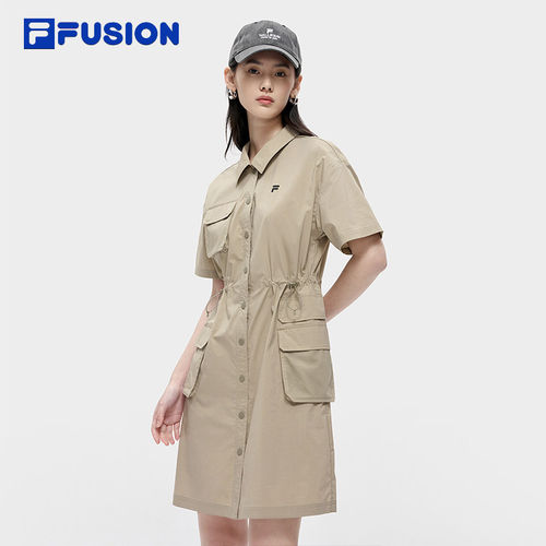FILA FUSION斐乐官方女裙运动连衣裙夏季女装衬衫裙T11W321306J