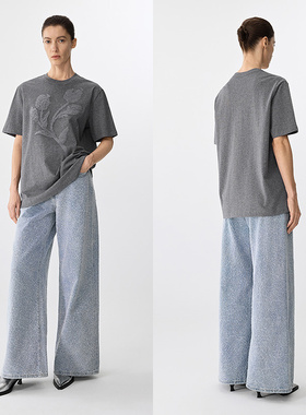 JNBY/江南布衣25春牛仔裤女颗粒感肌理5P2E1283K