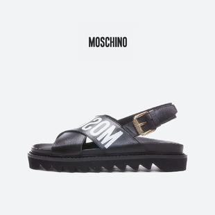凉拖 MOSCHINO 皮革厚底搭扣时尚 女士凉鞋 MA16235G1GMF0 莫斯奇诺