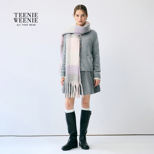 【四季针织】TeenieWeenie小熊女开衫25秋圆领简约舒适毛衣