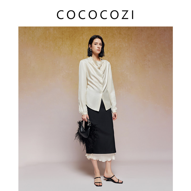 COCOCOZI春季设计感衬衣女气质通勤衬衫女241CO072CS图片