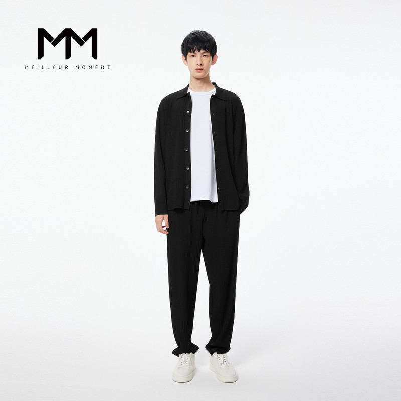 MM麦檬男装黑色宽松休闲长裤9E2250161-1图片