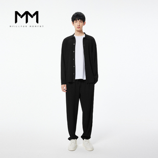 MM麦檬男装黑色宽松休闲长裤9E2250161-1