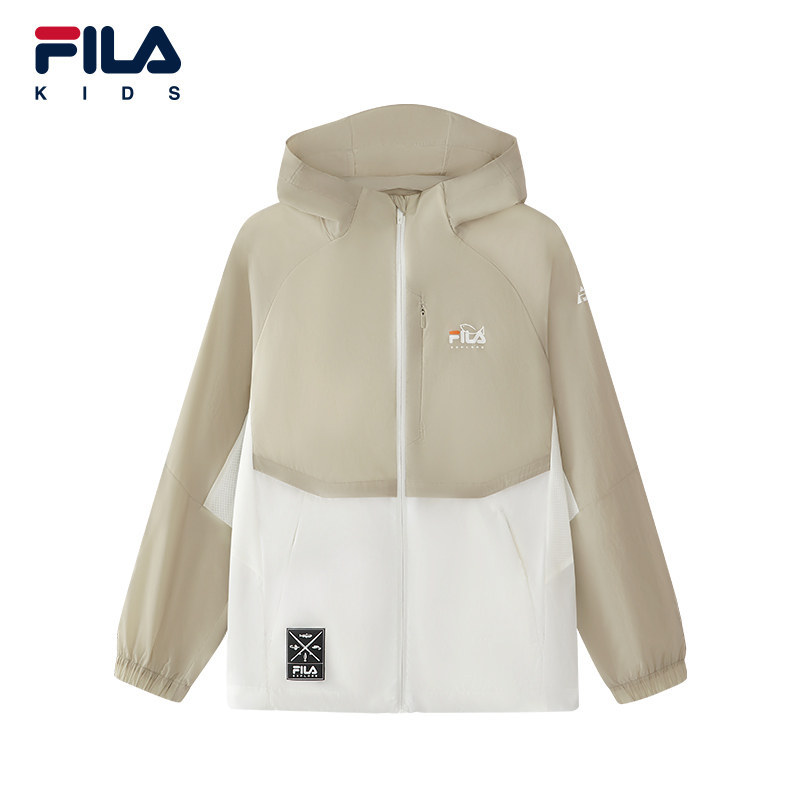 【抗紫外线】FILA 斐乐儿童2026夏男中大童连帽防晒服K12B623702