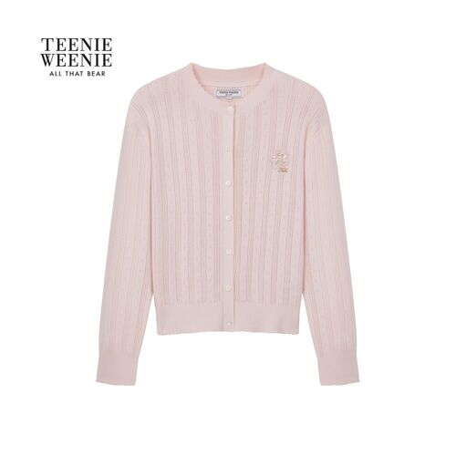 TeenieWeenie小熊女装 甜美时尚花边圆领针织开衫TTCK2623W1K