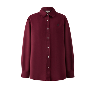 【100%棉】Eland衬衫女简约休闲翻领上衣2025秋季新款EEYWF49B51