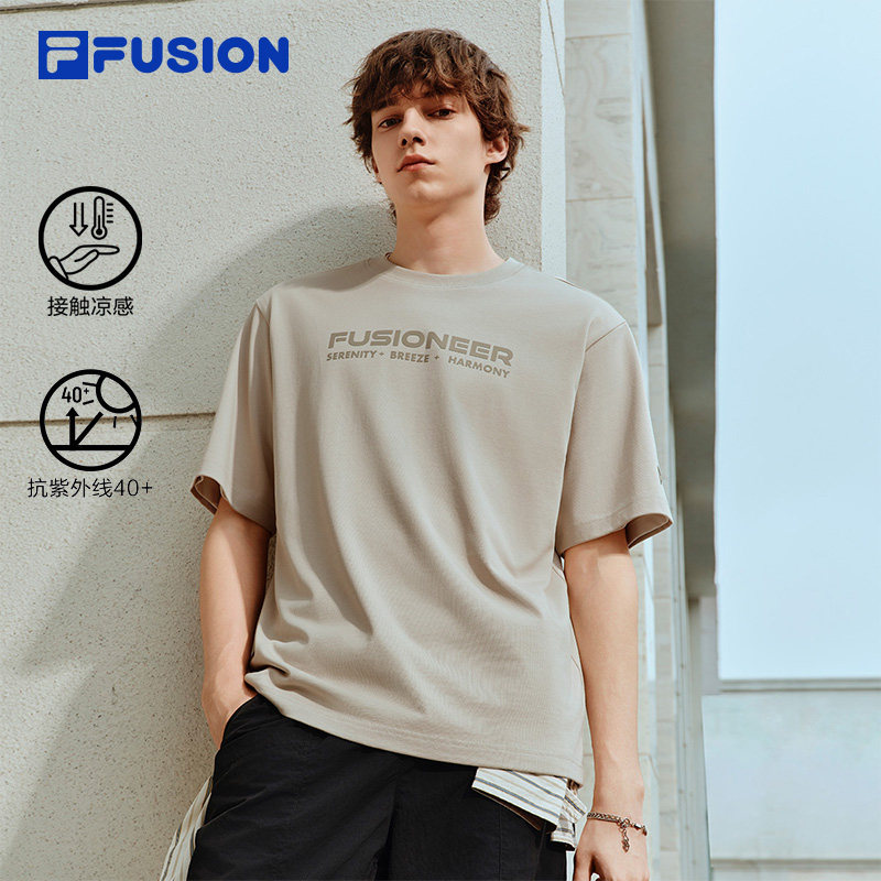 FILA FUSION 斐乐潮牌男子针织短袖衫2026秋季T恤T11M635102A