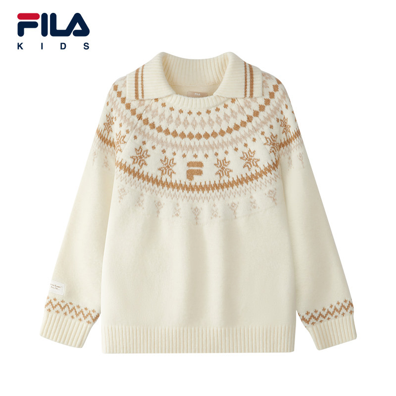FILA X 彼得兔联名斐乐儿童2025年冬季新款女翻领毛衣K12G544401