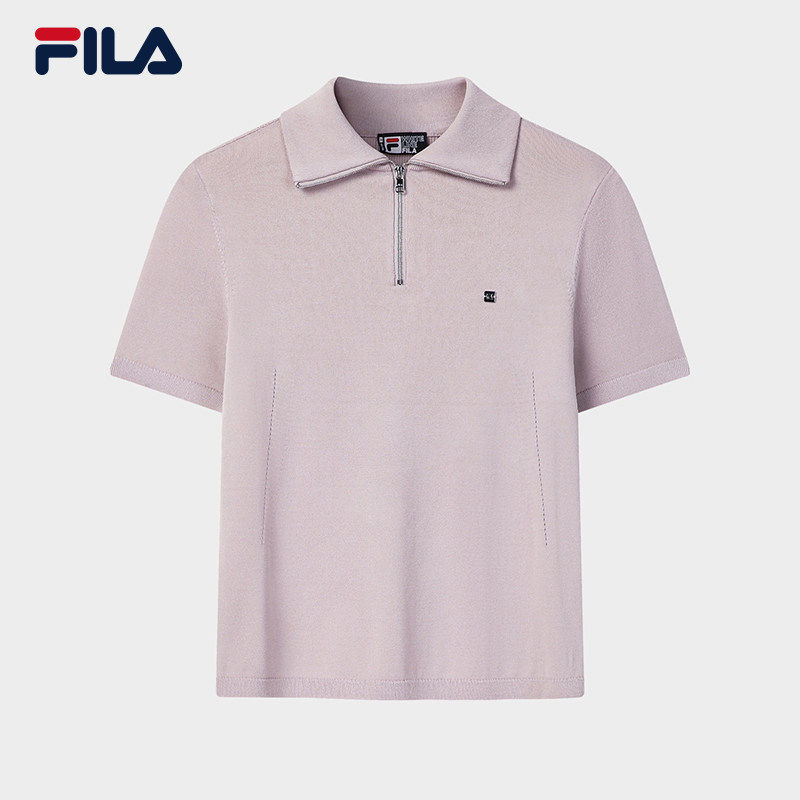 FILA 斐乐女子编织衫2026夏季新款简约短袖翻领上衣F11W623401F