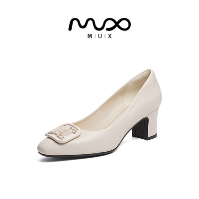 MUX迈思2024圆头浅口粗跟单鞋82091