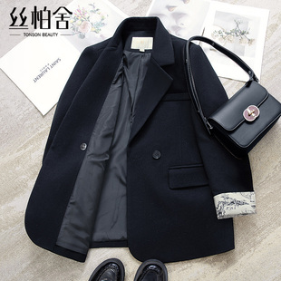 丝柏舍翻领外套2025秋装女装气质通勤风拼接中长款长袖西装