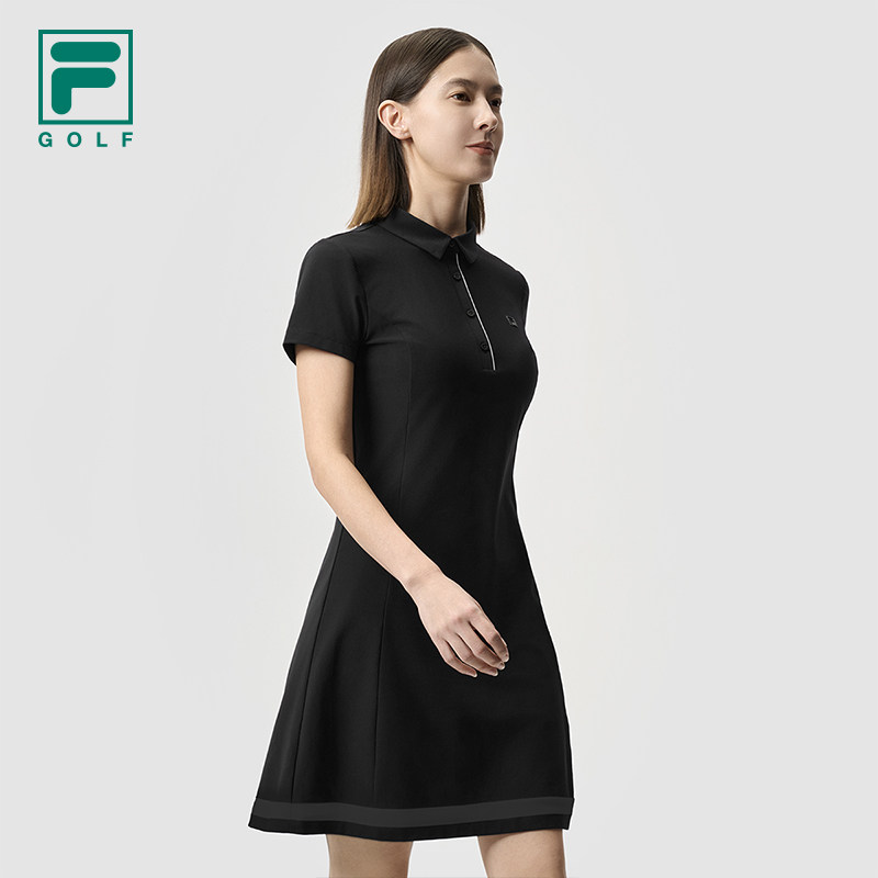 FILA 斐乐官方高尔夫女子连衣裙2025夏季新修身POLO裙A11W525322F