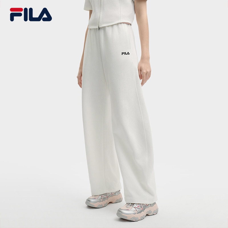 FILA斐乐女士针织长裤夏季时尚阔腿运动裤宽松香蕉裤F11W529601F
