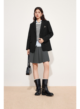诗凡黎翻领外套女3F9111201-1
