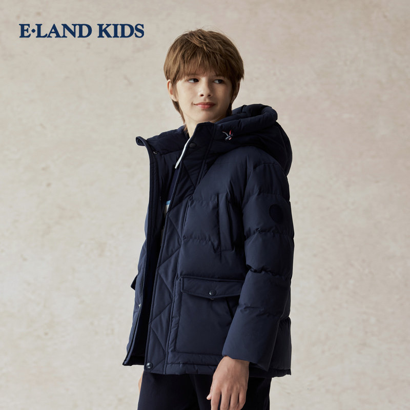 eland kids衣恋童装男童羽绒服2025年冬鸭绒连帽EKJDF4V03A