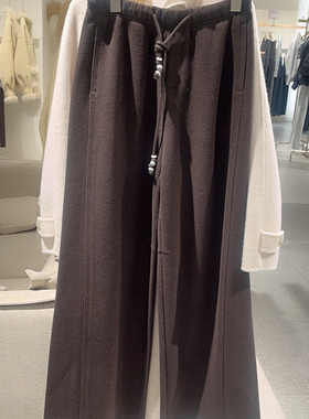 珠扣腰绳阔腿裤/F17910Y09