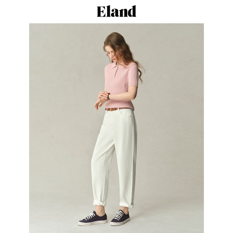Eland针织衫女polo领 短袖EEKWF24E05