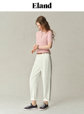 Eland针织衫女polo领 短袖EEKWF24E05