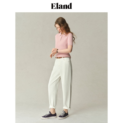 Eland针织衫女polo领 短袖EEKWF24E05