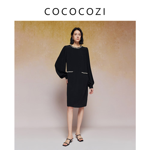 COCOCOZI春夏42姆米真丝气质高奢风连衣裙242CO020L