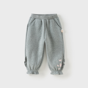 束脚花苞裤 戴维贝拉女童加绒休闲裤 儿童长裤 款 DB4254630 2025冬装