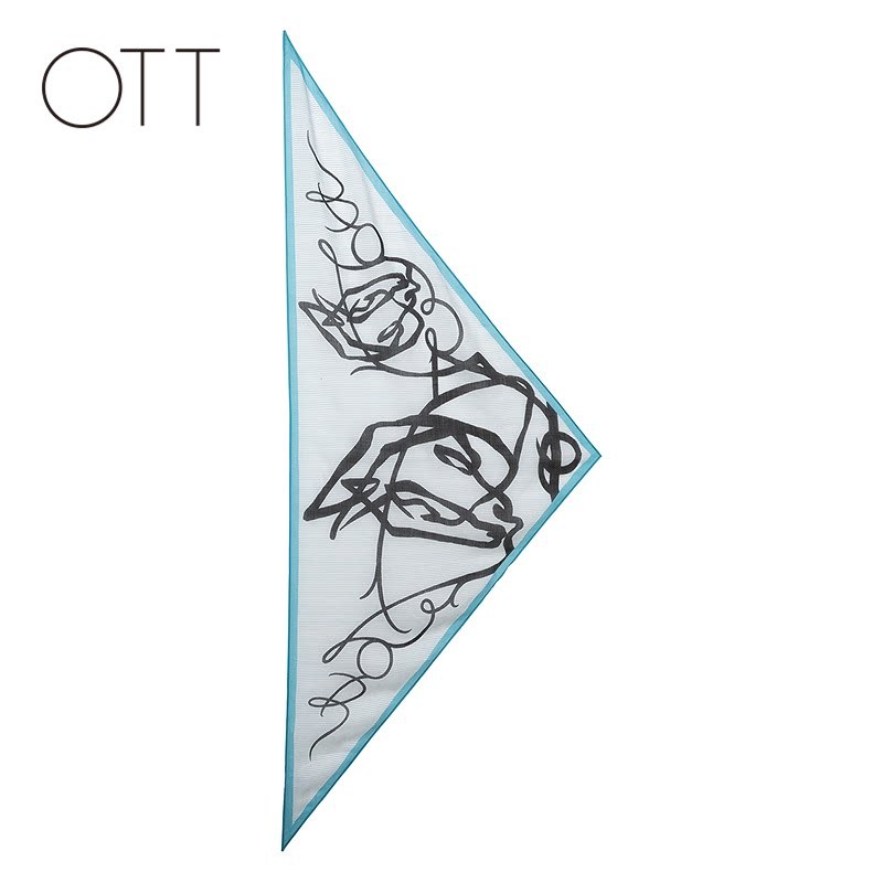 OTT【商场同款】2026夏季新款 满幅印花长款百搭装饰三角丝巾图片
