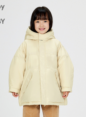 江南布衣童装宽松拼接中长款羽绒服保暖冬男女童1O0C12760