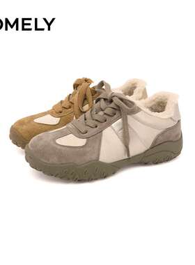 COMELY/康莉棕色猪巴/米色/浅金色植绒女靴KMT48689J