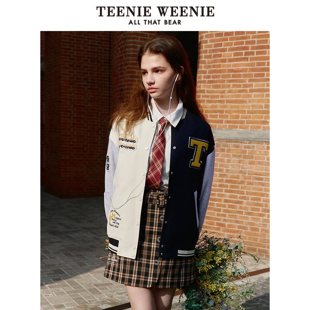 TeenieWeenie 春季时尚韩版学院风撞色棒球外套上衣女TTJJ241203P