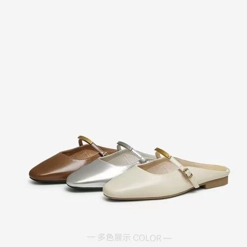 百思图25夏通勤一脚蹬穆勒拖粗跟外穿女拖鞋F1111BH5