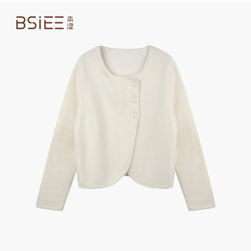 BSiEE本涩简约毛织开衫纯色高级设计感上衣女