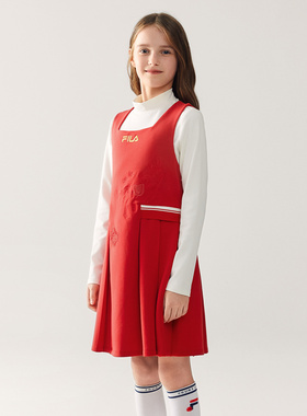 FILA斐乐儿童连衣裙2026年春女中大童新年两件套裙子K12G614303