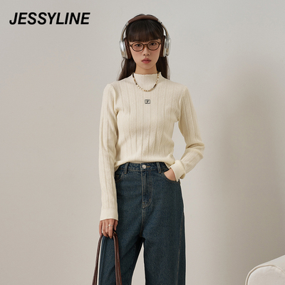 jessyline2024秋季米色套头针织衫 433104182