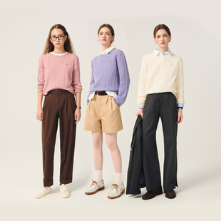 TeenieWeenie小熊女四季绞花毛衣2025新款舒适针织衫TTKW254903E