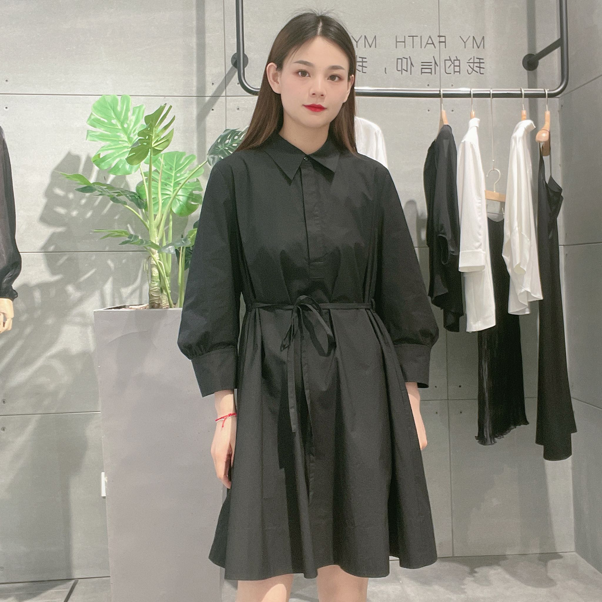 麦檬女士衬衫式休闲连衣裙5E7193391图片