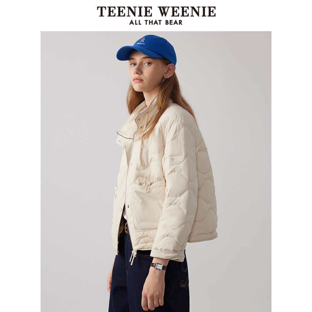 TeenieWeenie小熊通勤立领棉服外套上衣白色女TTJP244T02P