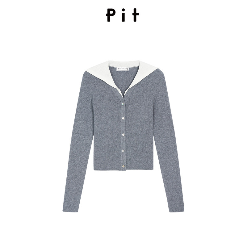 pit长袖翻领女士 针织衫Z01D511201